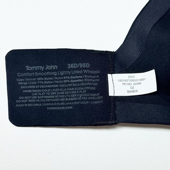 TOMMY JOHN Bra Women's 36D Black Comfort Smoothing Lightly Lined Wireless - Picture 6 of 6